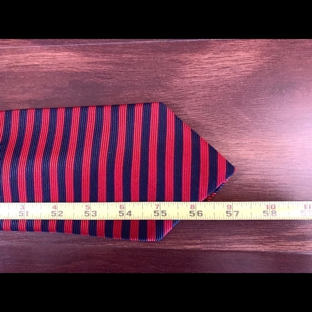 PIERRE CARDIN Vintage All Silk Red & Blue Striped Necktie